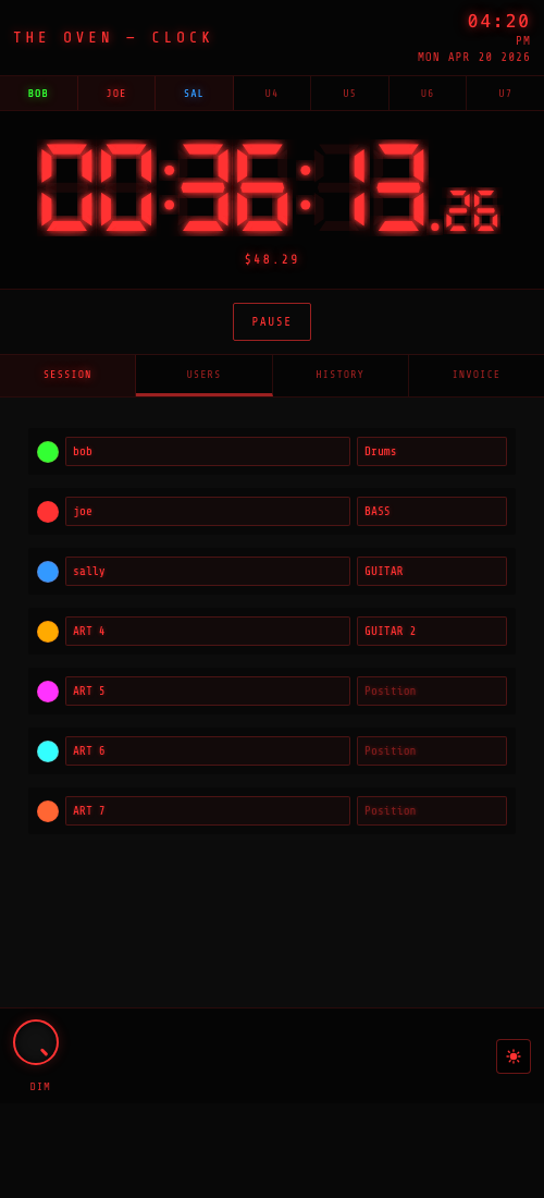 Users tab