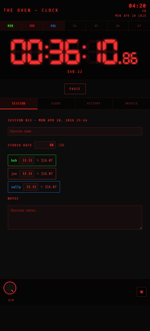 Session tab
