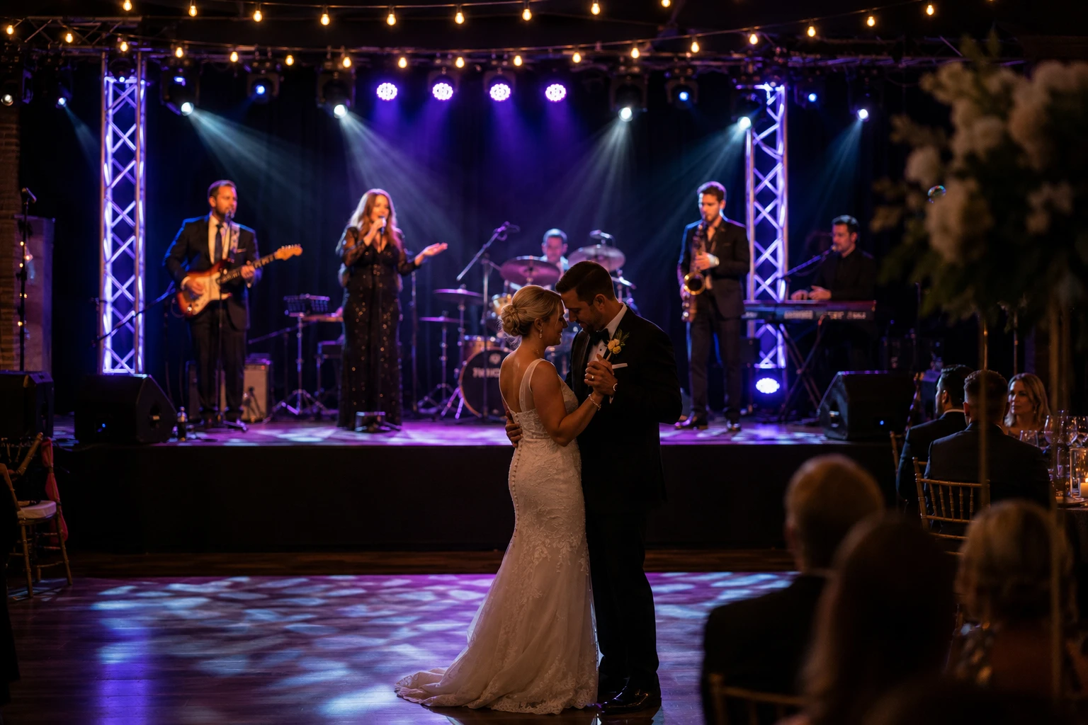 Full stage production with truss lighting