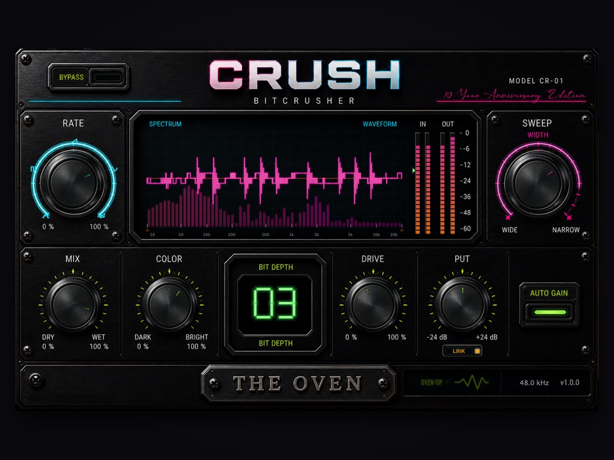 CRUSH bitcrusher plugin faceplate